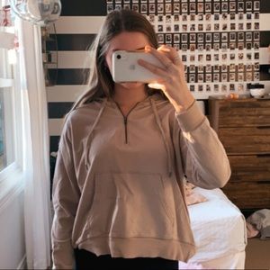 aerie taupe quarter zip hoodie! 🤎